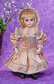 BEAUTIFUL BLUE-EYED FRENCH BISQUE CIRCLE DOT BEBE BY LEON CASIMIR BRU.