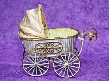 GERMAN TIN DOLL CARRIAGE BY MAERKLIN.