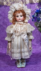 FRENCH BISQUE KID-BODIED BEBE BY GAULTHIER WITH BLOCK LETTER MARKINGS.