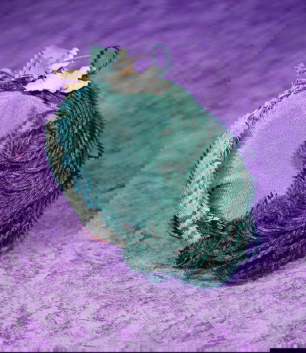 AQUA SILK DOLL BONNET. (1 of 1)