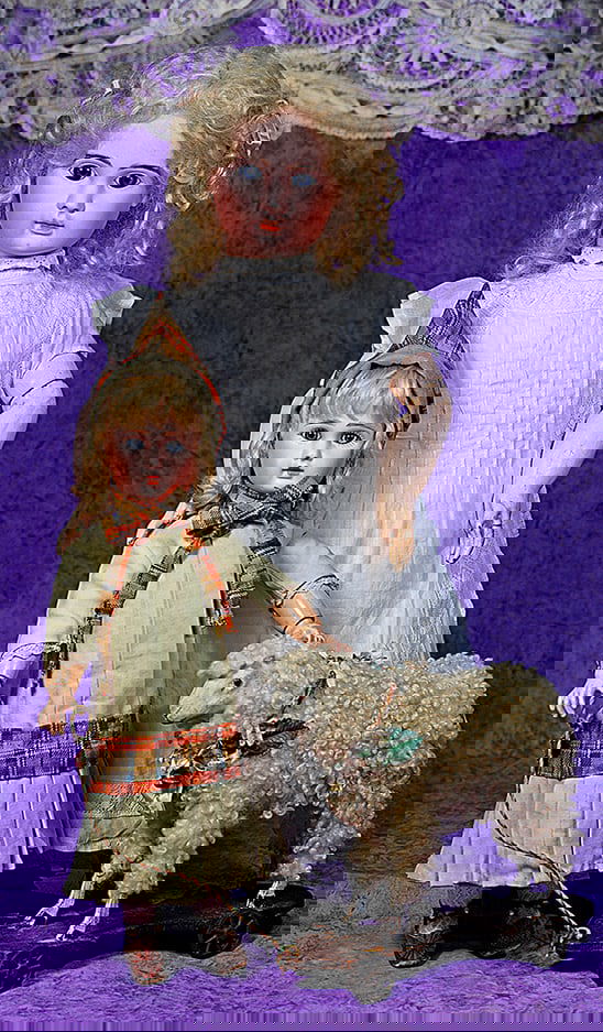 FRENCH BISQUE BEBE, FIGURE A, BY STEINER.: FRENCH BISQUE BEBE, FIGURE A, BY STEINER. 17”. Marks: Steiner Paris FIre A-8. Bisque socket head, blue paperweight eyes, painted lashes, eyeliner, multi-stroked brows, pierced ears, closed mouth