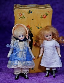 TWO MINIATURE ALL-BISQUE MIGNONETTES BY ARTIST.