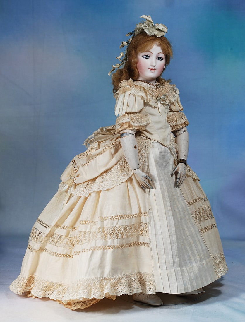 RARE EARLY FRENCH BISQUE POUPEE WITH DISTINCTIVE FACIAL MODEL ATTRIBUTED TO ALEXANDER DEHORS (1 of 2)