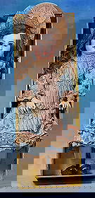 FRENCH BISQUE BEBE, SIZE 11, BY JUMEAU WITH ORIGINAL BOX: 25”. Marks: Depose Tete Jumeau Bte SGDG 11. Bisque socket head, large brown paperweight eyes, painted lashes, eyeliner, feathered and brushstroked brows, pierced ears, closed mouth,