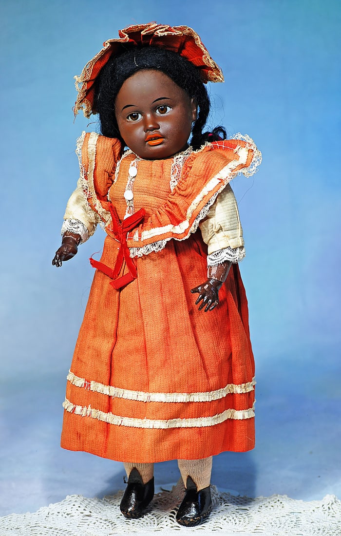 GERMAN BROWN BISQUE DOLL IN ORIGINAL COSTUME BY GEBRUDER KUHNLENZ (1 of 2)