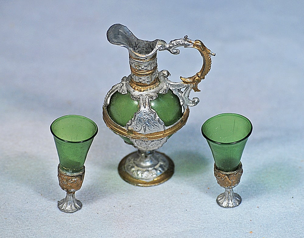 FRENCH MINIATURE GLASS AND SILVER CORDIAL SET (1 of 1)