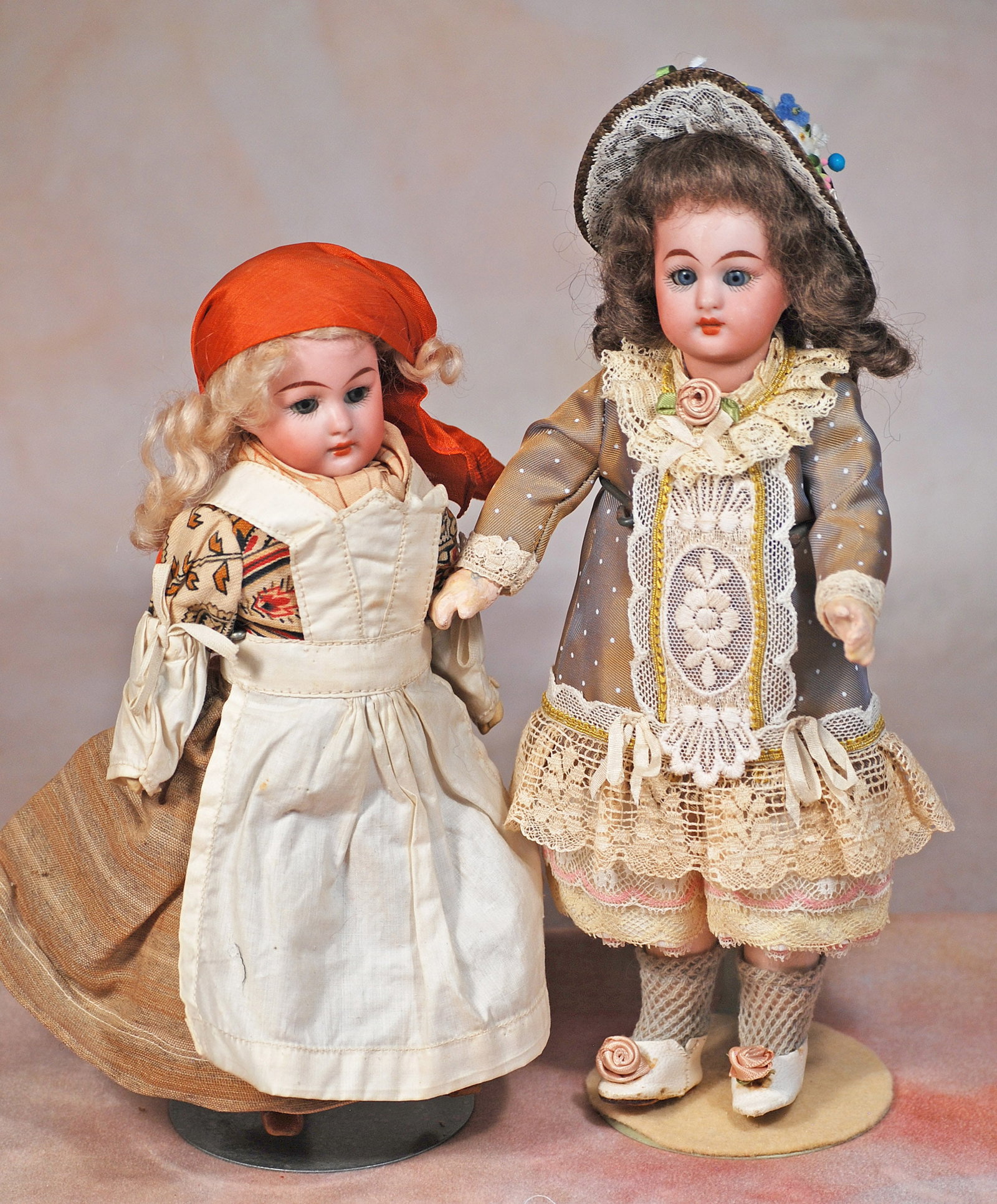 TWO SMALL GERMAN BISQUE DOLLS BY SIMON AND HALBIG. (1 of 1)