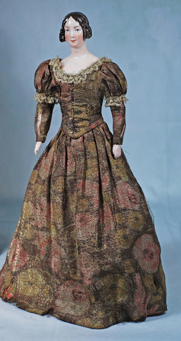 GERMAN PORCELAIN LADY WITH RARE COIFFURE AND BROWN HAIR BY KPM (1 of 2)