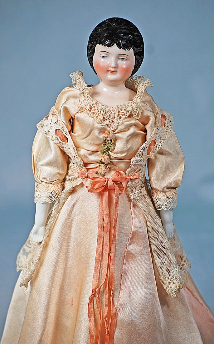 GERMAN PORCELAIN TWO-FACED DOLL DEPICTING YOUNG LADY AND AGED WOMAN (1 of 2)