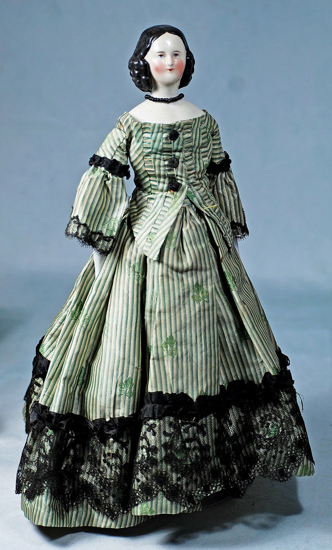 PETITE GERMAN PORCELAIN YOUNG LADY WITH LONG RINGLET CURLS AND CORONET (1 of 2)