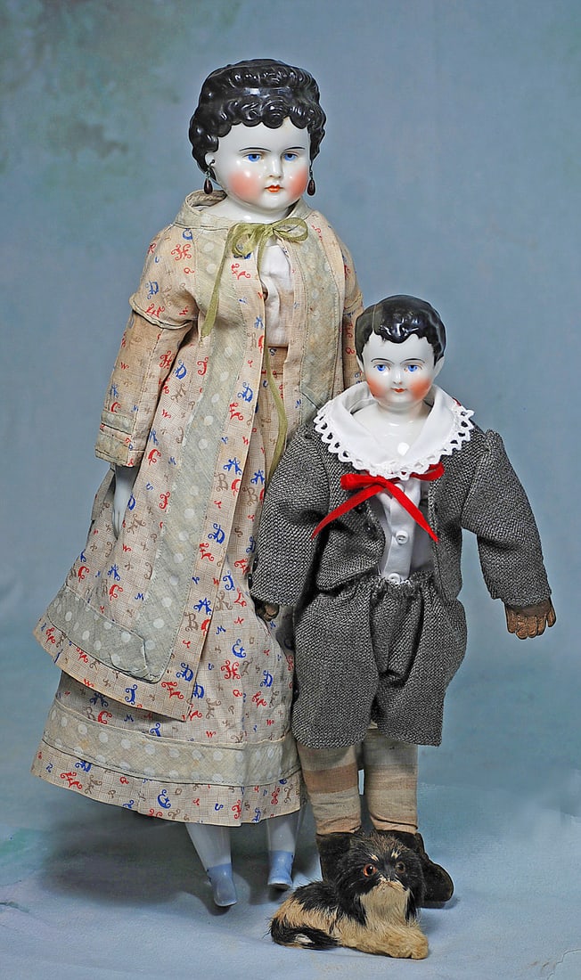 GERMAN PORCELAIN LADY WITH ESPECIALLY RARE COIFFURE AND PIERCED EARS (1 of 2)