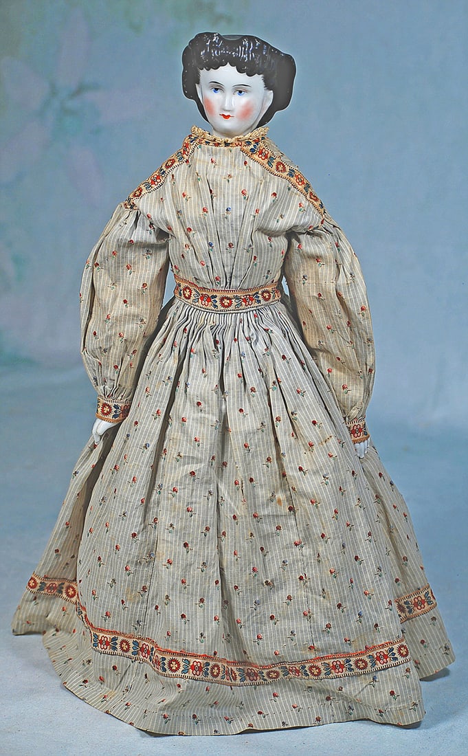 GERMAN PORCELAIN LADY WITH ORNATE FOREHEAD CURLS (1 of 3)