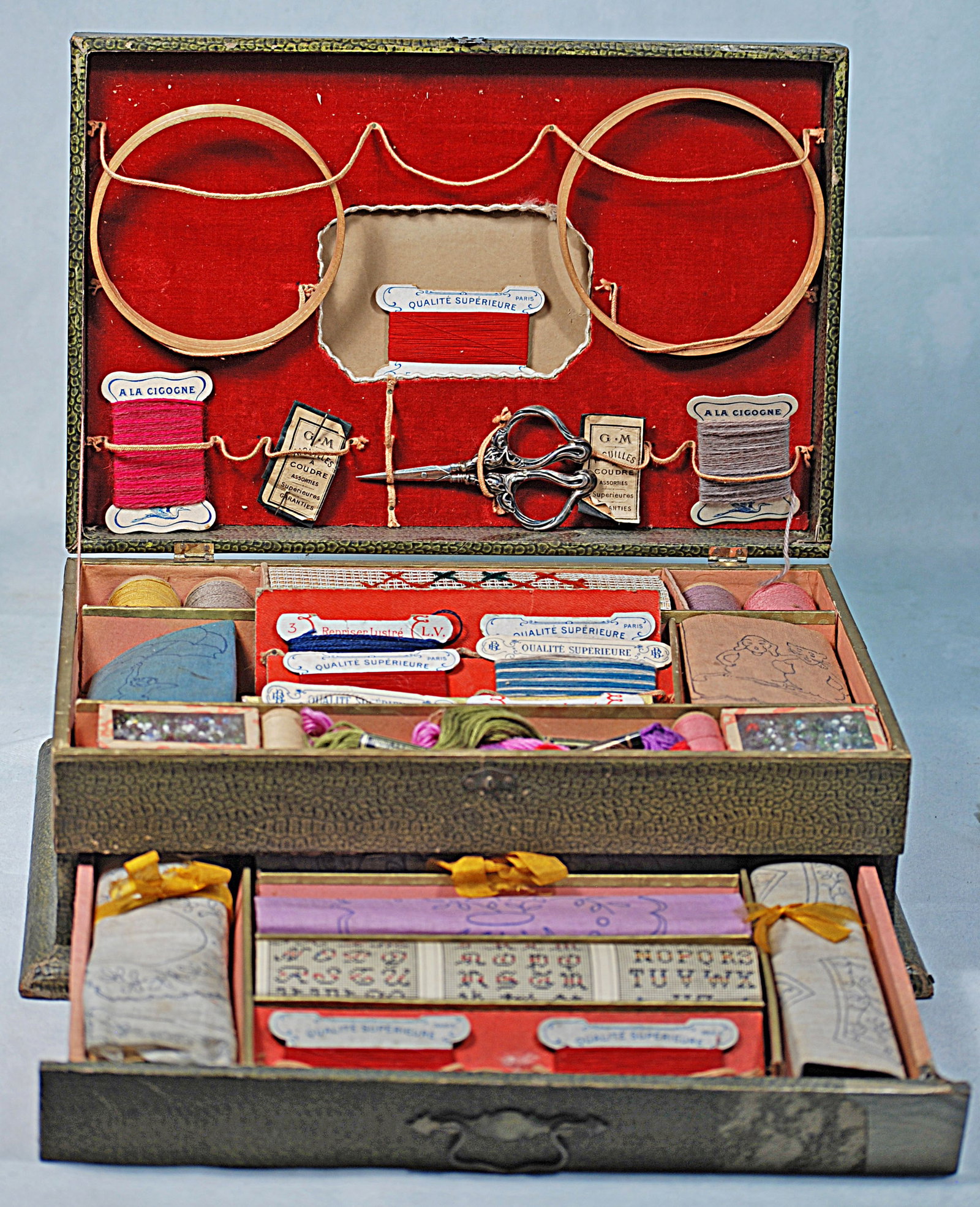PARISIEN NEEDLEWORK BOX FITTED WITH SEWING ACCOUTREMENTS (1 of 2)