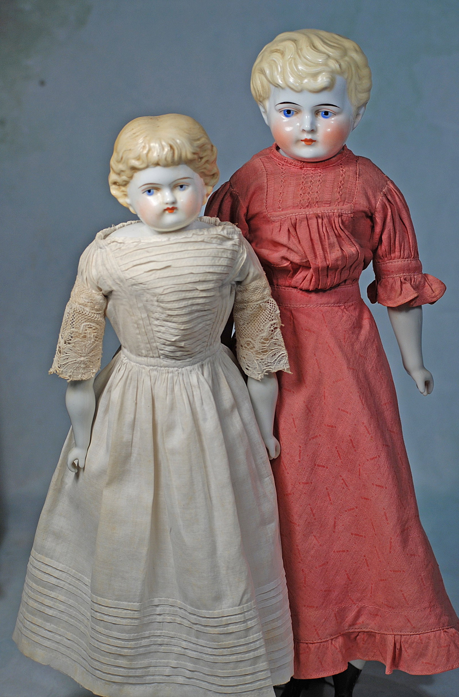TWO GERMAN PORCELAIN LADY DOLLS WITH BLONDE HAIR (1 of 2)