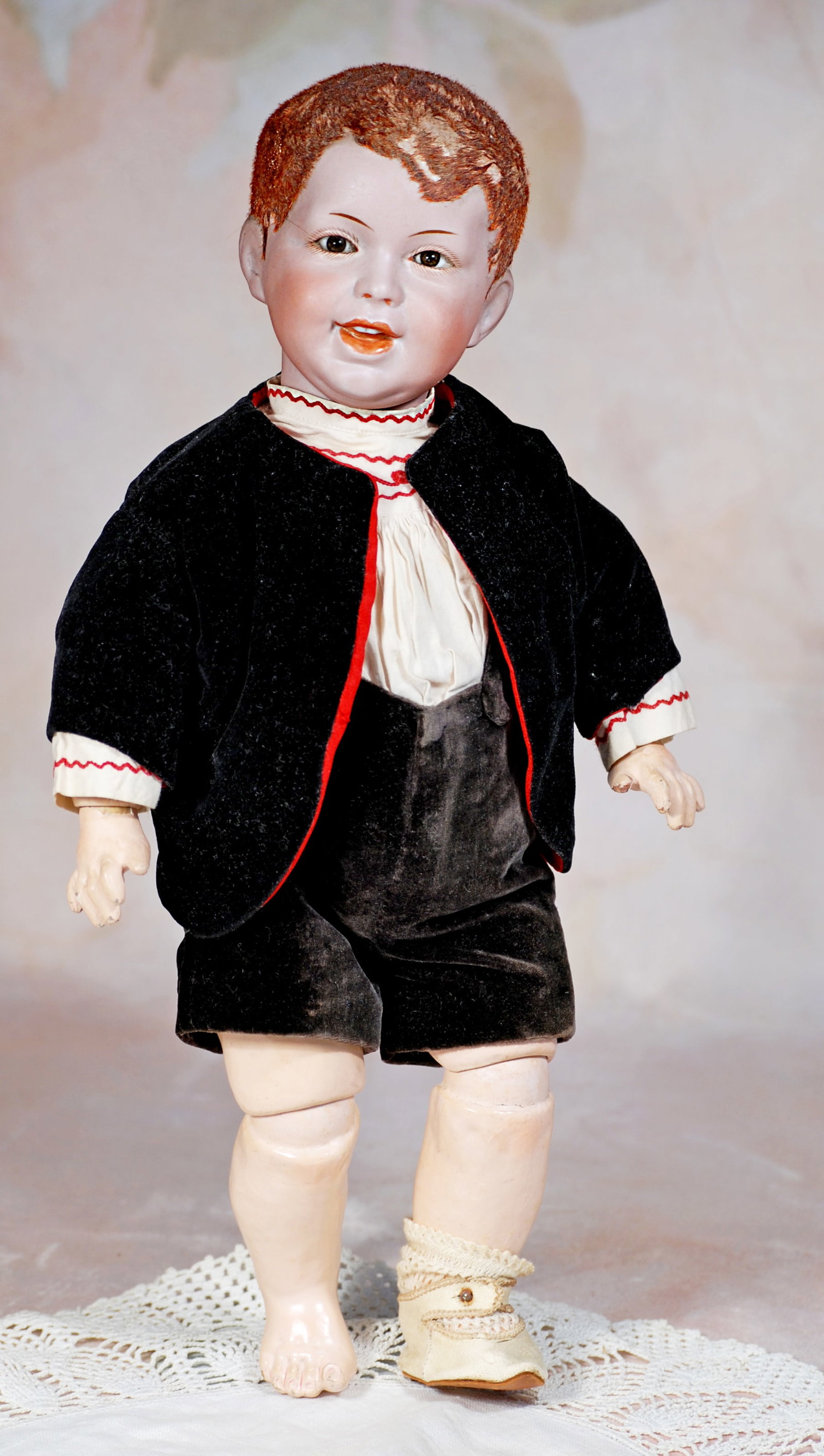 FRENCH BISQUE CHARACTER, 235, WITH ORIGINAL AUBURN FLOCKED HAIR BY SFBJ (1 of 2)