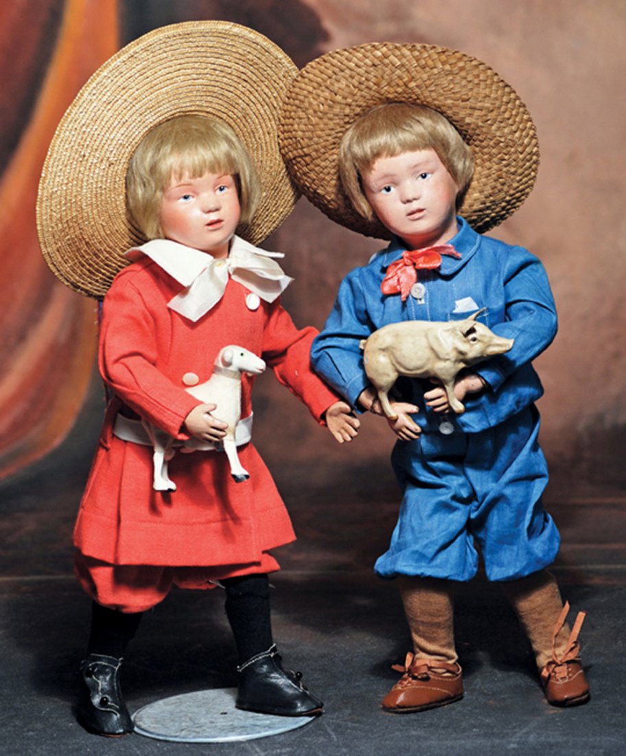 SCHOENHUT EARLY CARVED WOODEN BOY, MODEL 312. Marks:: SCHOENHUT EARLY CARVED WOODEN BOY, MODEL 312. Marks: Incised Schoenhut mark. 14”. Carved wooden socket head, spring-jointed wooden body, painted features, blue intaglio eyes, upper eyeliner, feather