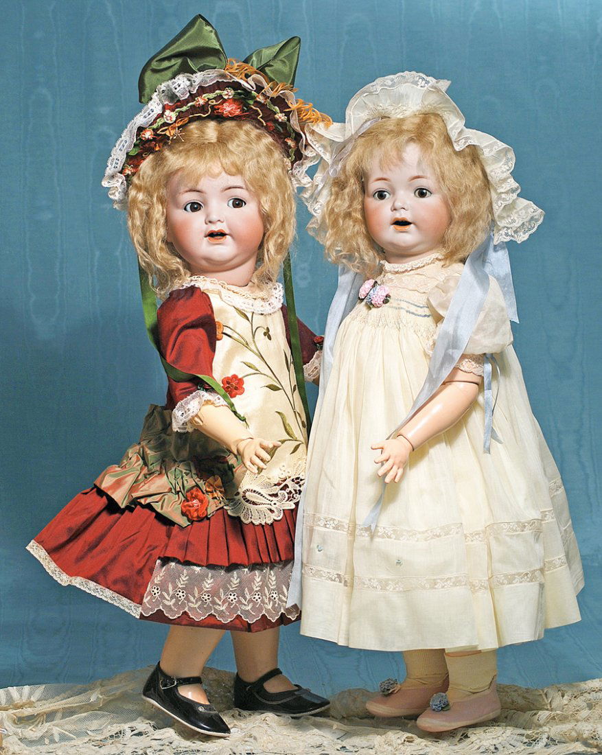 BIG, FLIRTY-EYED GERMAN BISQUE TODDLER BY KAMMER &: BIG, FLIRTY-EYED GERMAN BISQUE TODDLER BY KAMMER & REINHARDT. Marks: K * R, Simon & Halbig 126. 25”. Bisque socket head, brown flirty and sleep eyes, painted lashes, feathered brows, plump cheeks, o