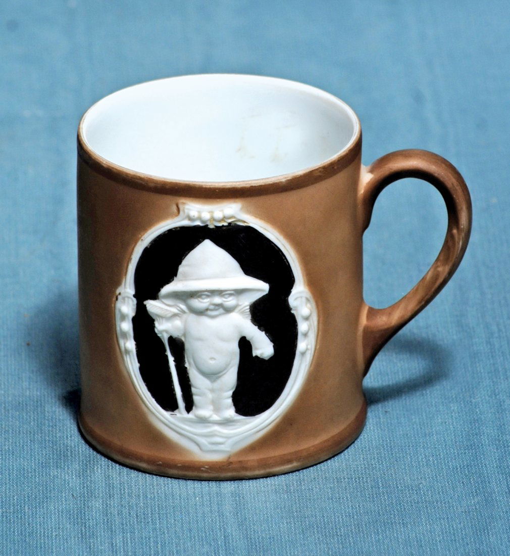 VERY RARE GERMAN PORCELAIN KEWPIE MUG WITH LITHOPANE