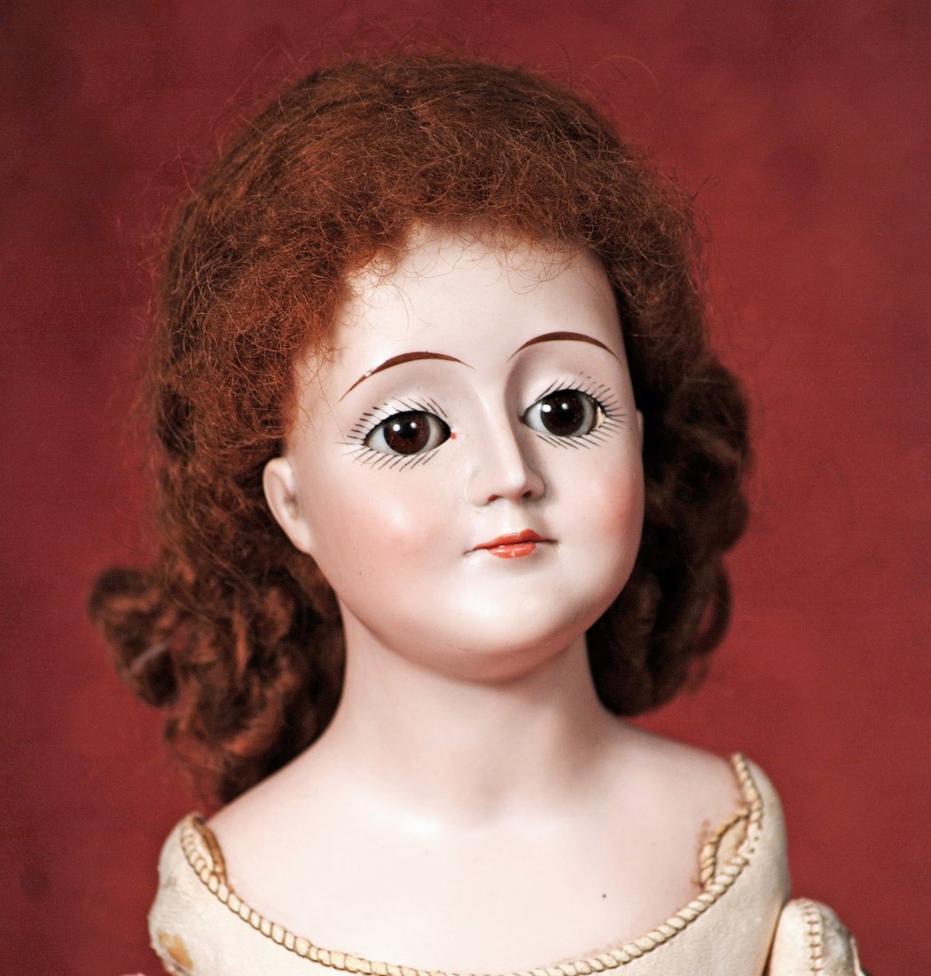 GERMAN BISQUE “GIBSON GIRL” PORTRAIT DOLL BY KESTNER: GERMAN BISQUE “GIBSON GIRL” PORTRAIT DOLL BY KESTNER. Marks: W (incised on back shoulderplate). 21”. Bisque shoulderhead with haughty upturned face, brown sleep eyes, painted lashes, tapered bro