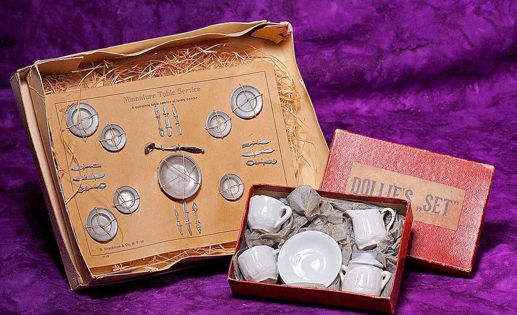 MINIATURE TEA SET & TABLE SERVICE  IN ORIGINAL BOXES. (1 of 1)
