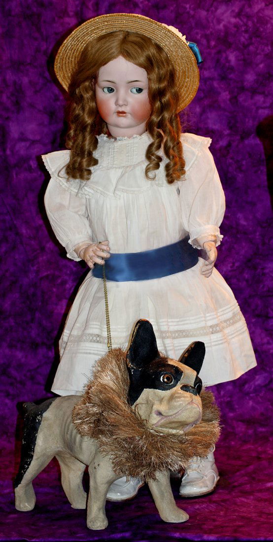 FRENCH PAPER MACHE PULL-TOY BULLDOG. (1 of 2)