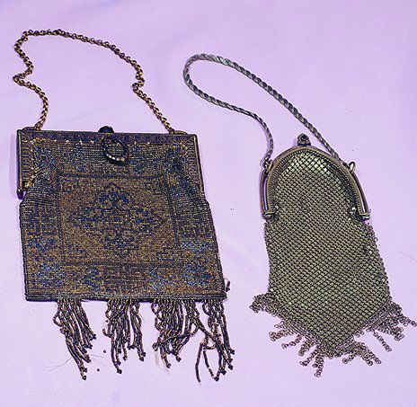 TWO ANTIQUE BEADED AND MESH BAGS.  (1)  Square-shaped (1 of 1)