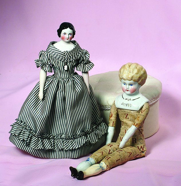 TWO GERMAN CHINA DOLLS.  (1)  Petite 8 ¾”  china (1 of 1)