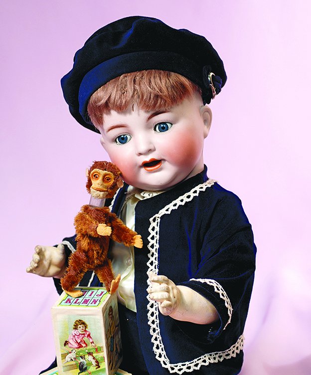 MINIATURE SHUCO PERFUME MONKEY.  4 ¾”.  Metal monkey (1 of 2)