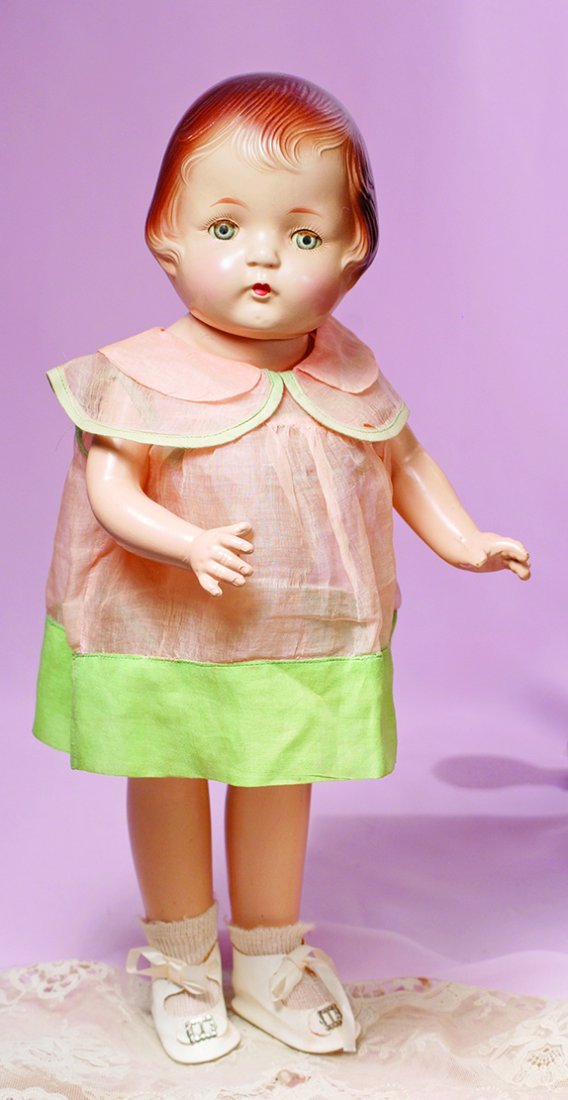 ALL-ORIGINAL COMPOSITION PATSY-TYPE DOLL. Marks: None. (1 of 1)
