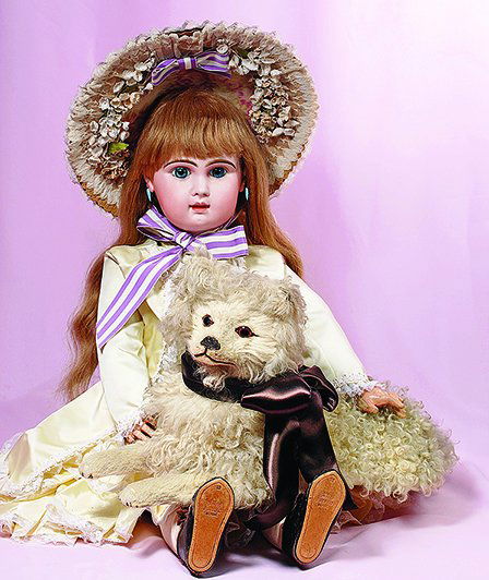 LARGE 31” FRENCH BISQUE BEBE BY JUMEAU.  Marks:  Tete (1 of 2)