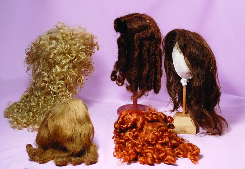 FIVE DOLL WIGS.  Three vintage blonde and brown human (1 of 1)