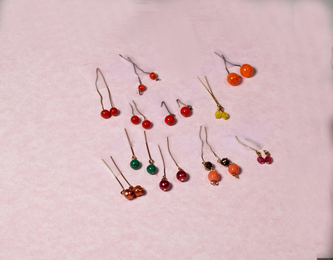 ELEVEN PAIR OF DOLL EARRINGS.  Glass bead earrings in (1 of 1)