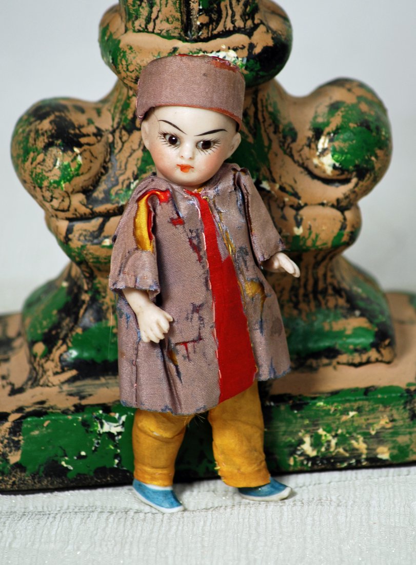GERMAN ALL-BISQUE ASIAN CHILD. 4 ”. Olive-toned bisque (1 of 1)