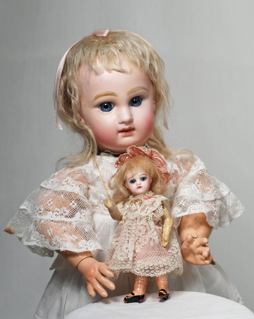 MINIATURE FRENCH BISQUE DOLL BY GAULTHIER.  Marks: F.G. (1 of 2)