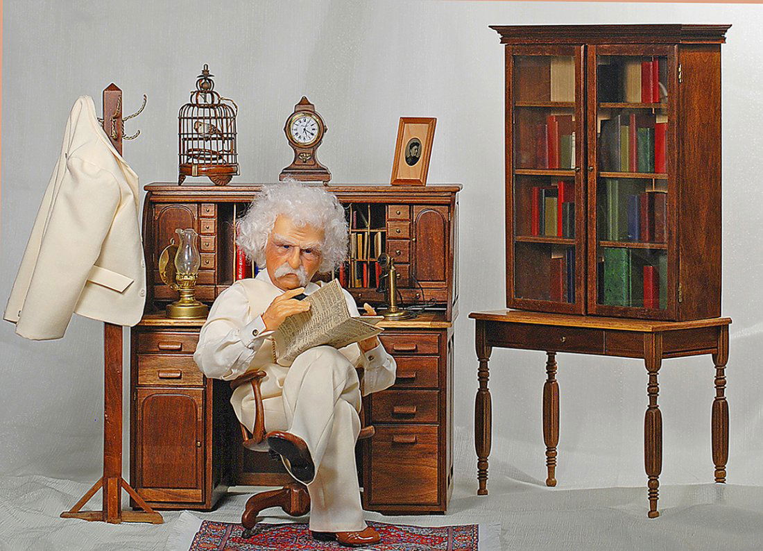 ONE-OF-A-KIND ART DOLL “A VIGNETTE WITH MARK TWAIN” BY (1 of 2)