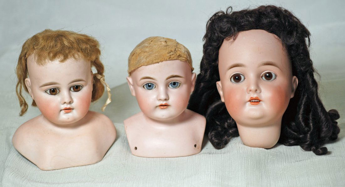 THREE GERMAN BISQUE DOLL HEADS.  Includes: Queen Louise (1 of 1)