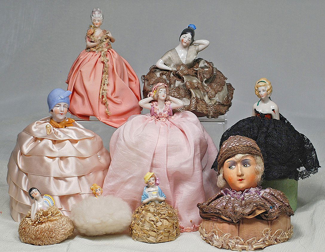 NINE PINCUSHION HALF DOLLS.  Includes: Art Deco  5” H. (1 of 1)