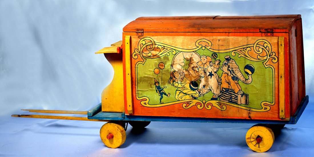 RARE AMERICAN CIRCUS “CAGE WAGON” BY SCHOENHUT. (1 of 3)