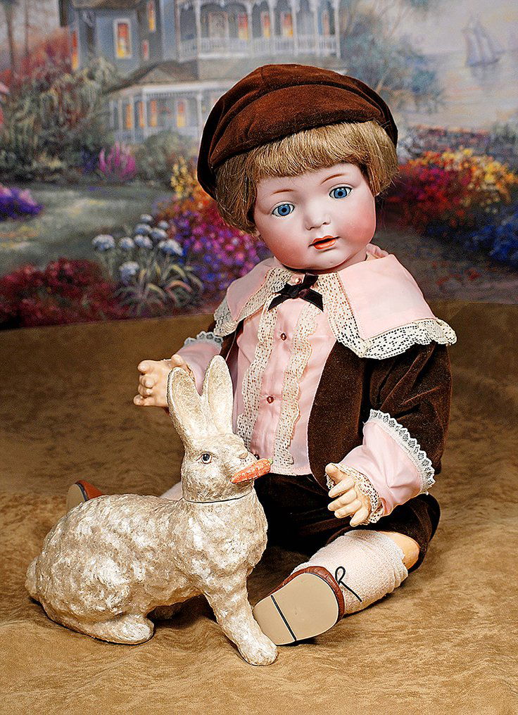 PAPIER MACHE RABBIT CANDY CONTAINER.8” H.Molded papier (1 of 2)