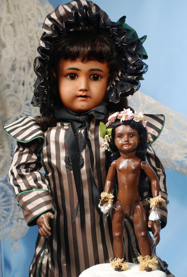 FRENCH BROWN BISQUE DOLL.Marks:SFBJ Paris.10”.Brown (1 of 2)