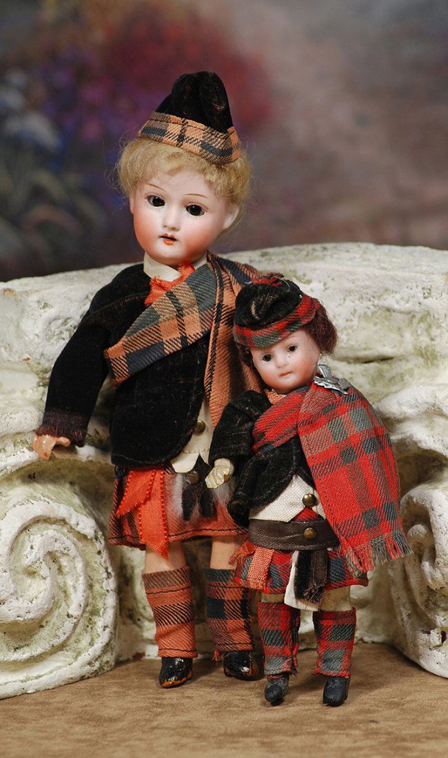 TWO ALL-ORIGINAL GERMAN BISQUE SMALL DOLLS.Each has (1 of 1)