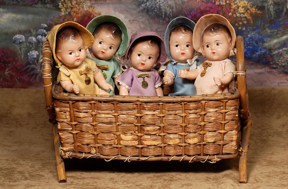 SET OF “DIONNE QUINTUPLET” COMPOSITION DOLLS BY MADAME (1 of 4)