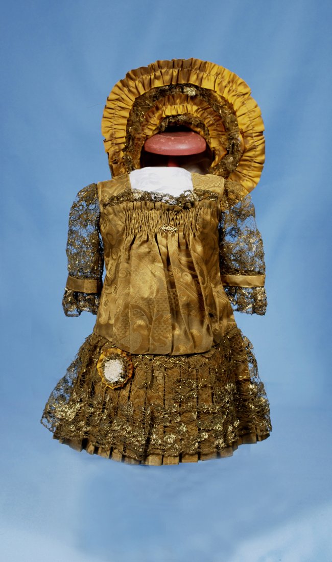 FRENCH-STYLE SILK BEBE DRESS AND BONNET.Bronze (1 of 1)