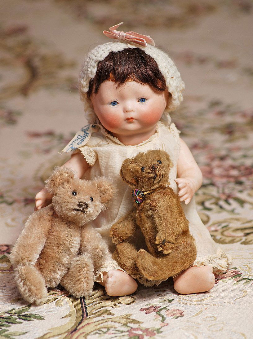 GERMAN ALL-BISQUE “TYNIE BABY” IN ORIGINAL DRESS BY (1 of 2)