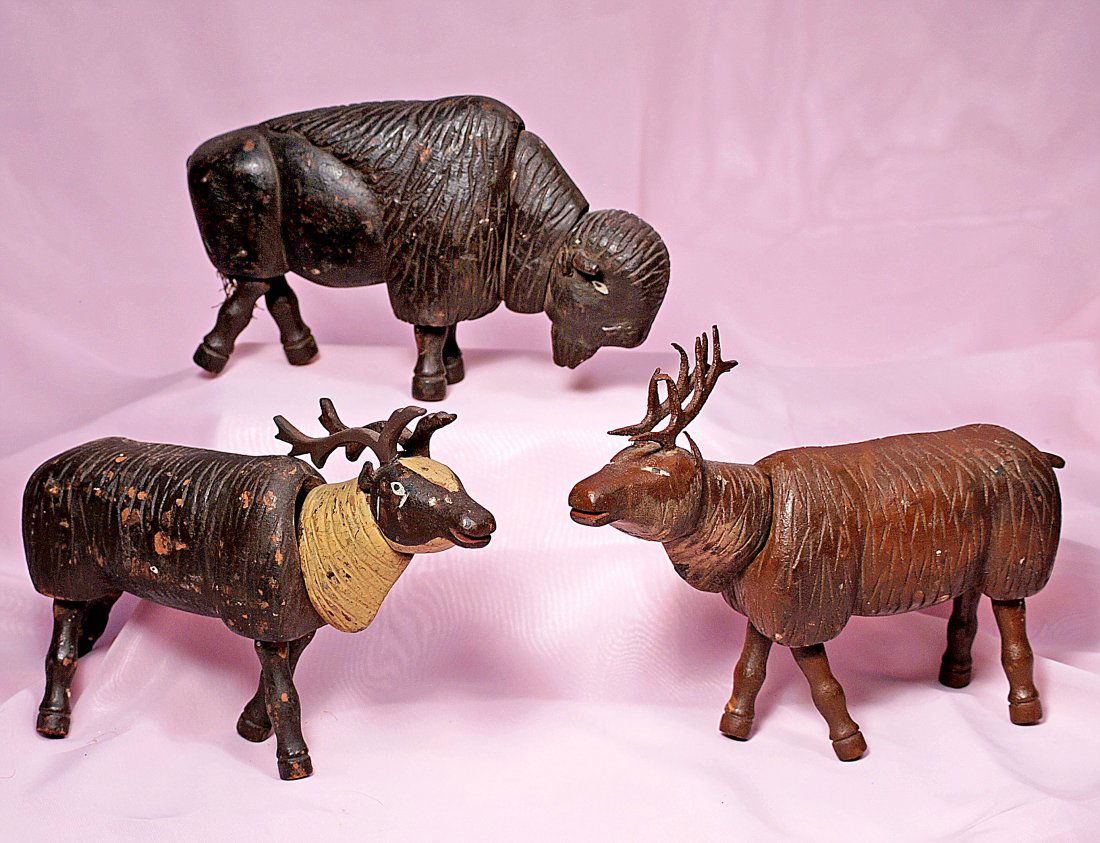 THREE SCHOENHUT-STYLE HANDMADE ANIMALS (1 of 1)