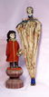 FRENCH CARVED WOODEN DOLL & UNUSUAL PARASOL WITH