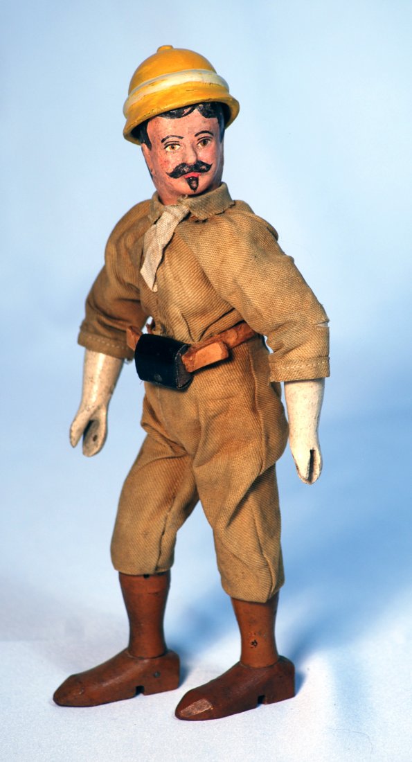 218-A.  RARE SCHOENHUT TEDDY SAFARI “GREAT GUIDE”.  8”. (1 of 2)