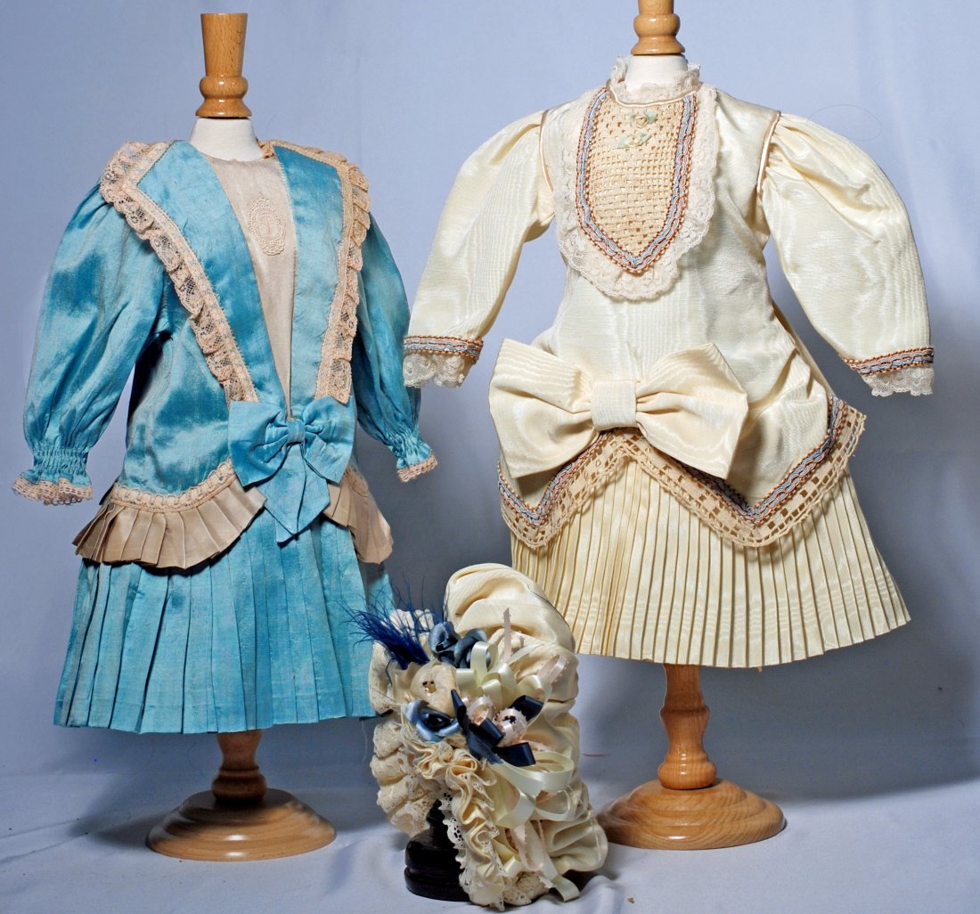 TWO FRENCH-STYLE DOLL DRESSES. (1 of 1)
