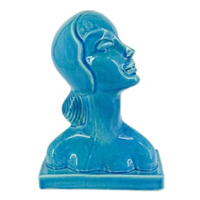 Vintage 1930's AMACO Teal Blue Art Deco Female Bust