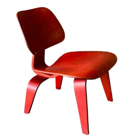 Mid-Century Charles & Ray Eames LCW Plywood Chair Red Aniline-Dye Finish